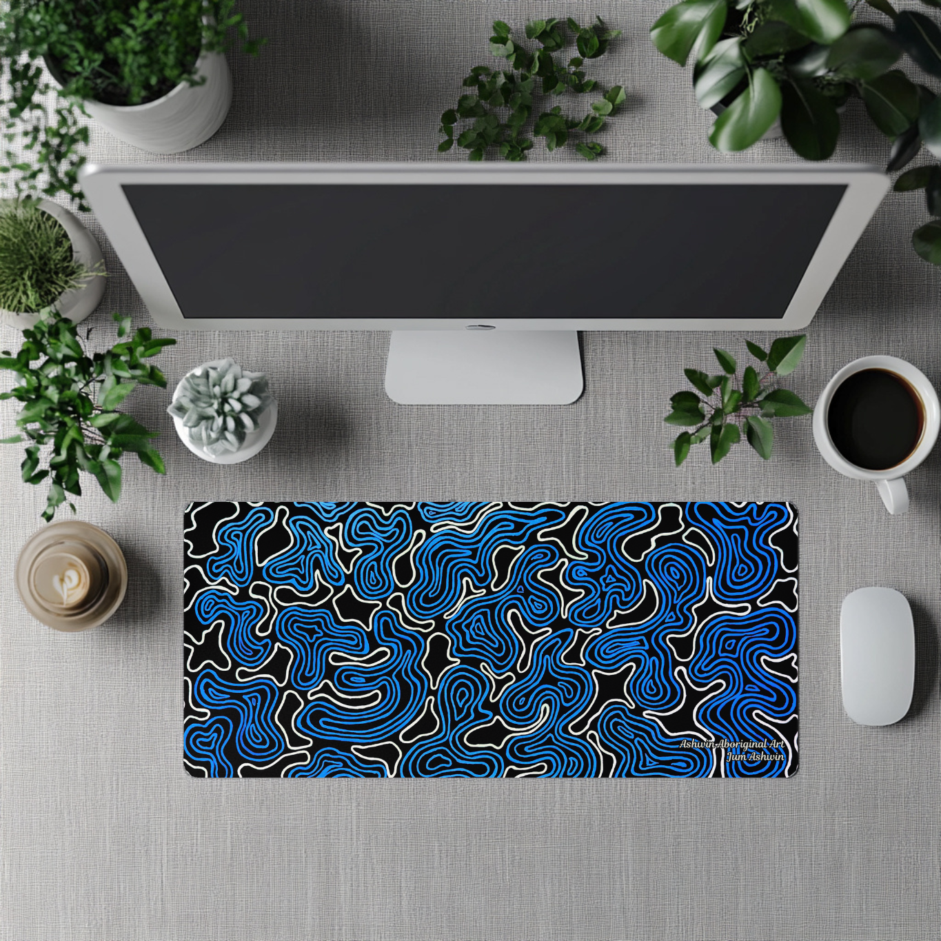 Kapi (water) by Jum Ashwin - Aboriginal Art Desk Mat