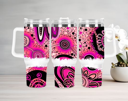 Dreaming - Pink - 40oz Tumbler - Aboriginal Art
