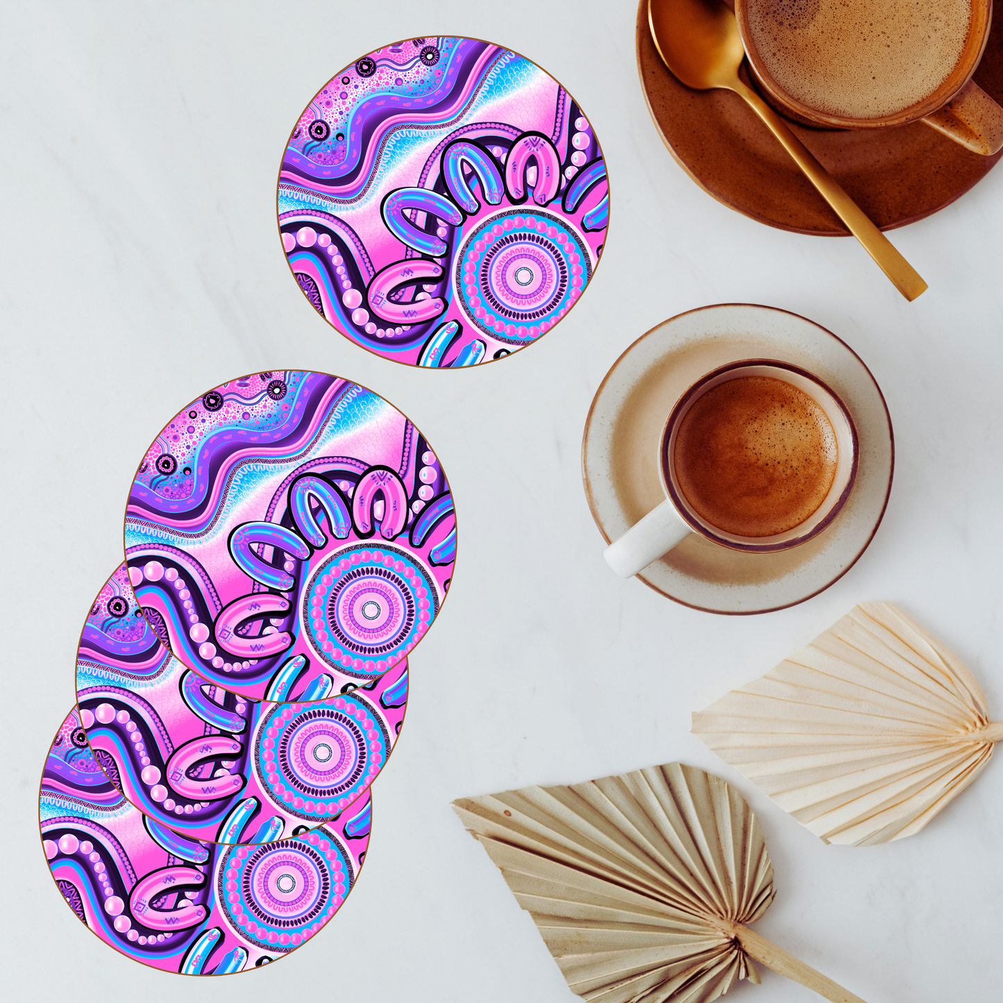 Belonging - Pastel - Aboriginal Art Coasters