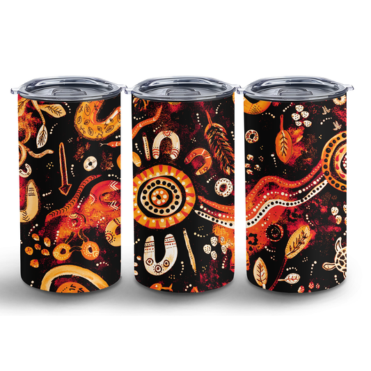 Country - Fire - 12oz Insulated Tumbler | Aboriginal Art Coffee Cup