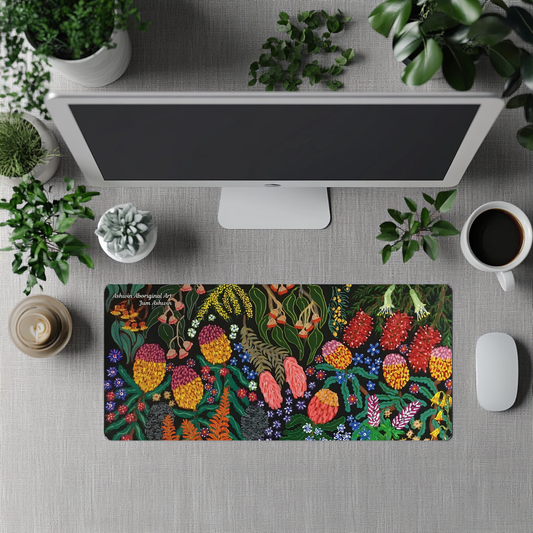 Flora by Jum Ashwin - Aboriginal Art Desk Mat