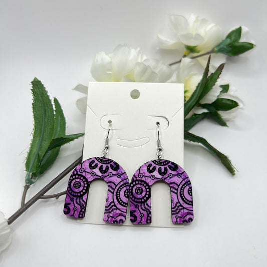 Wet Seasons - Pink - Aboriginal Art Earrings