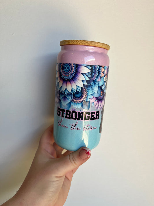 Stronger Than The Storm - 16oz Glass Libbey Cup