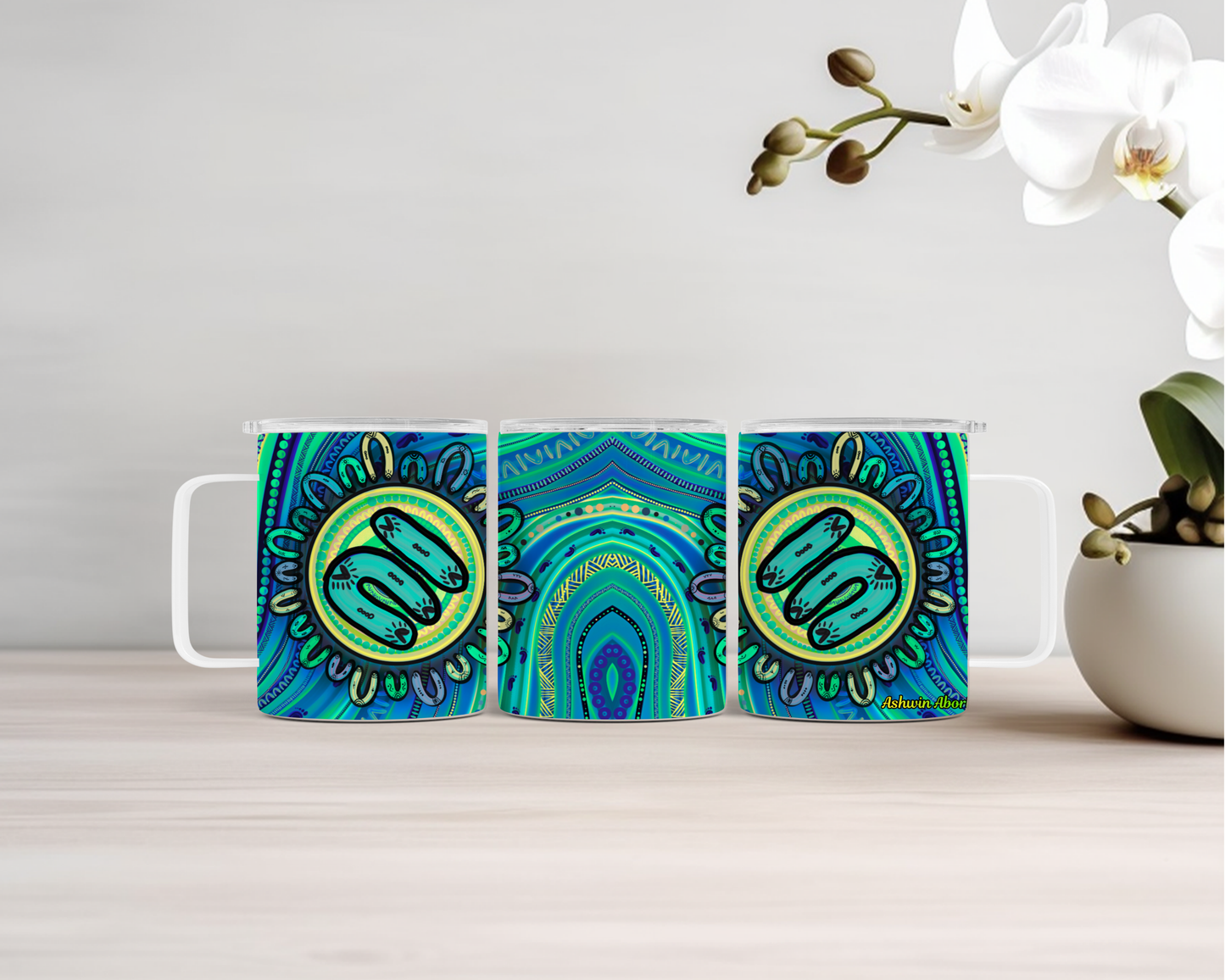 Becoming - 14oz Insulated Mugs - Aboriginal Art Mug