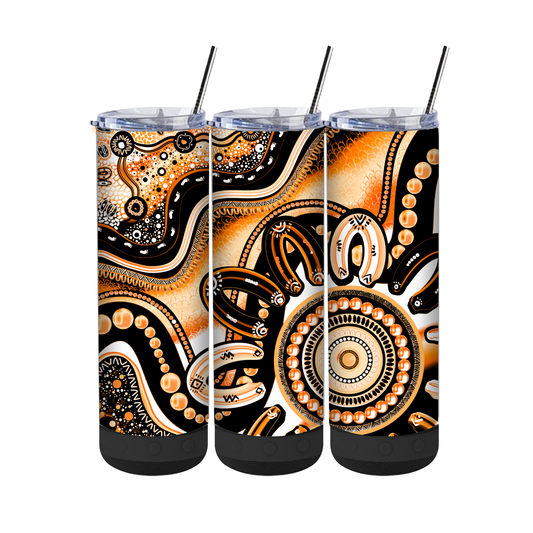 Belonging - Sunset - 20oz Aboriginal Art Bluetooth Speaker Tumbler