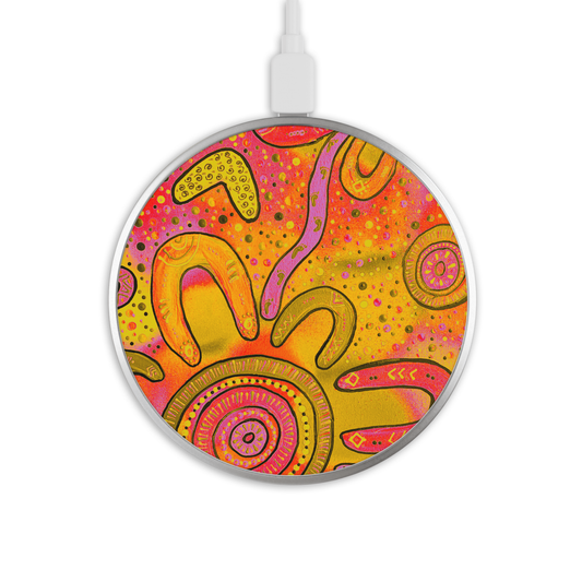 New Beginnings - Sunset - Wireless Phone Charger - Aboriginal Art