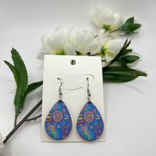 Country - Blue - Wooden Earrings