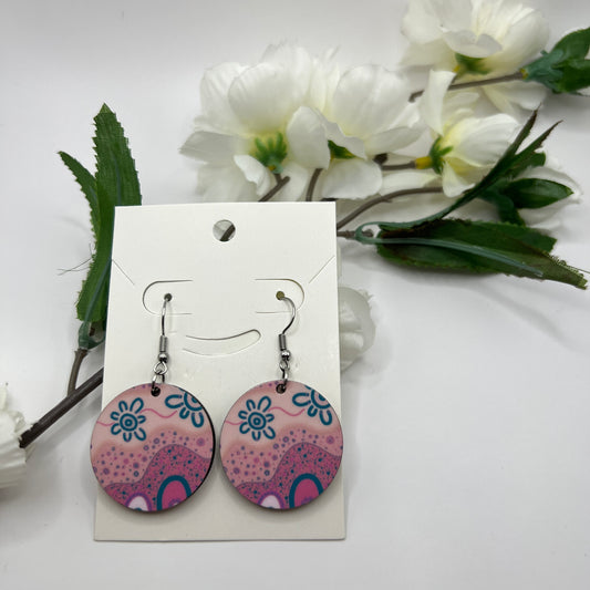 Ancestral Pathways - Bliss - Wooden Aboriginal Art Earrings