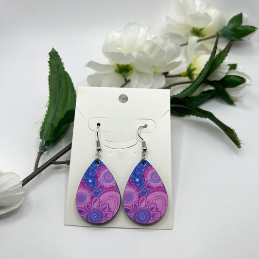 Dreaming - Pink & Blue - Aboriginal Art Earrings