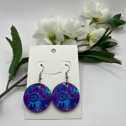 Country - Winter - Wooden Aboriginal Art Earrings