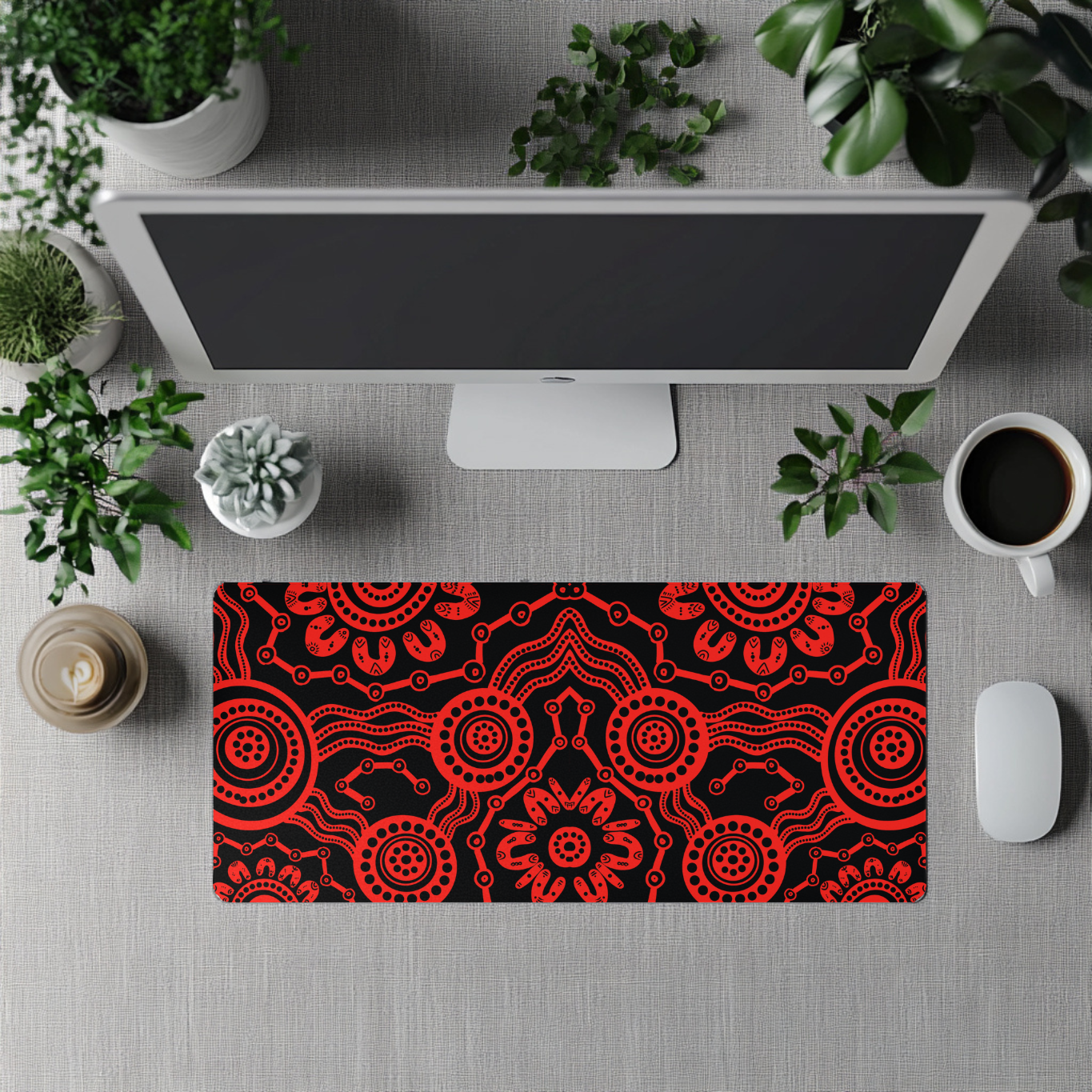 Wet Seasons - Fire - Aboriginal Art Desk Mat