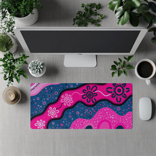 Ancestral Pathways - Winter - Aboriginal Art Desk Mat