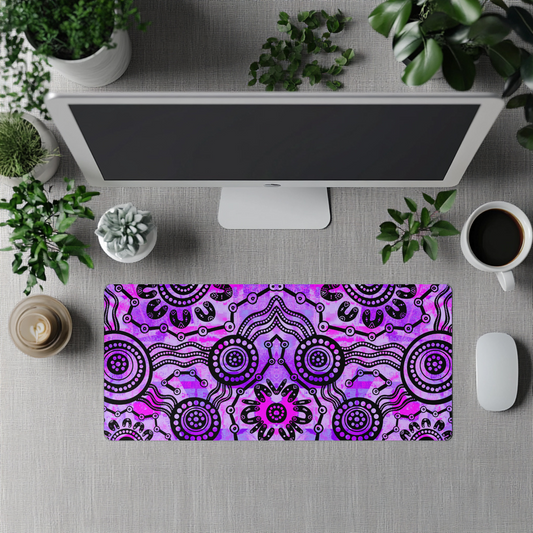 Wet Seaons - Purple - Aboriginal Art Desk Mat