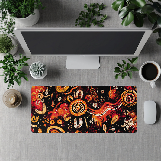 Country - Fire - Aboriginal Art Desk Mat