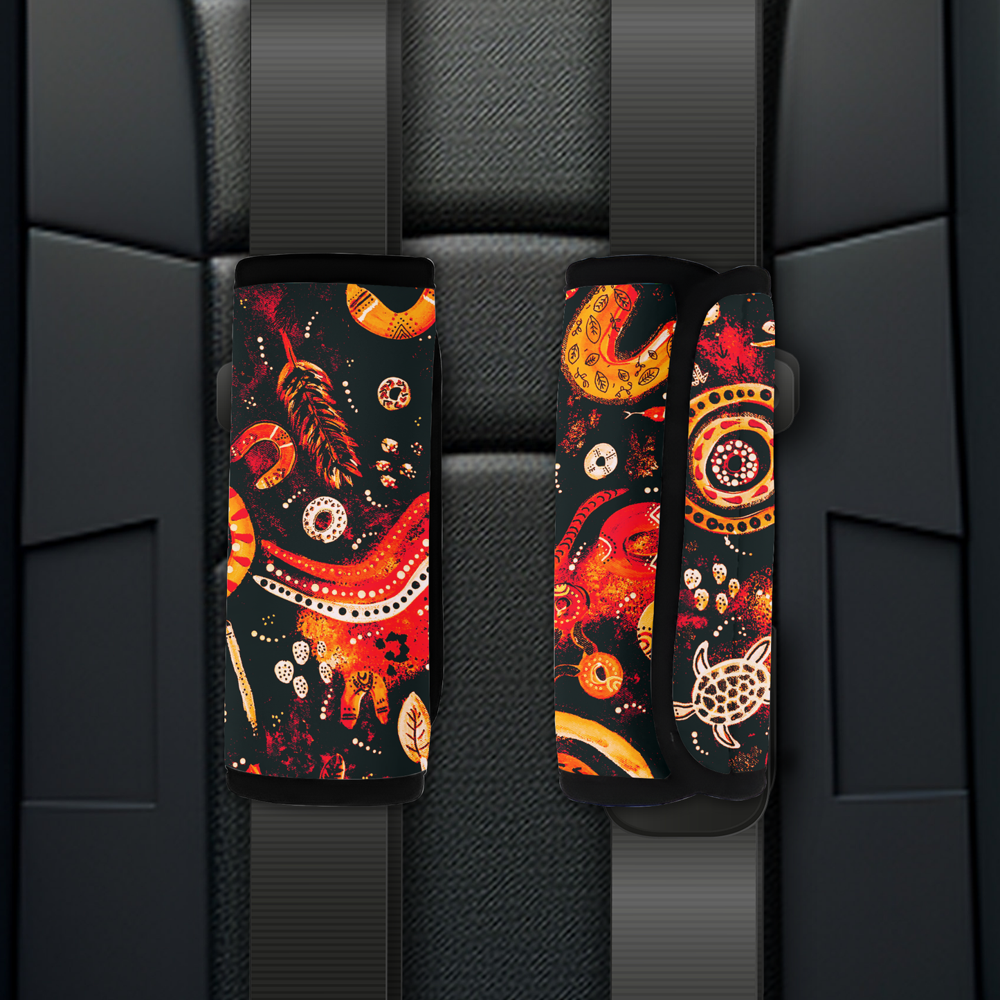 Country - Fire - Aboriginal Art Seatbelt Covers - 1 cover