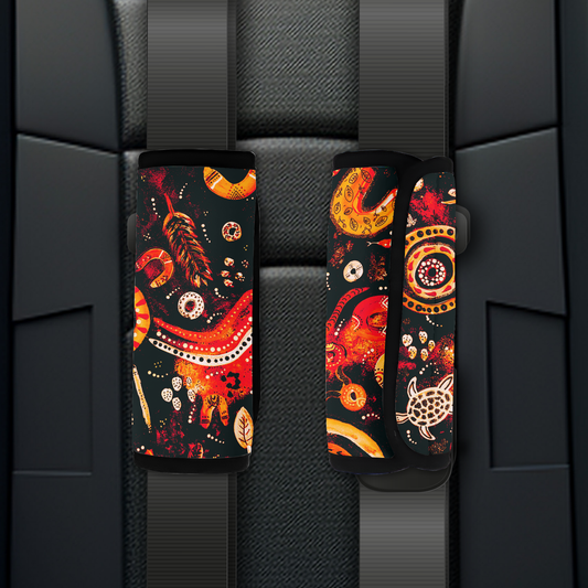 Country - Fire - Aboriginal Art Seatbelt Covers - 1 cover