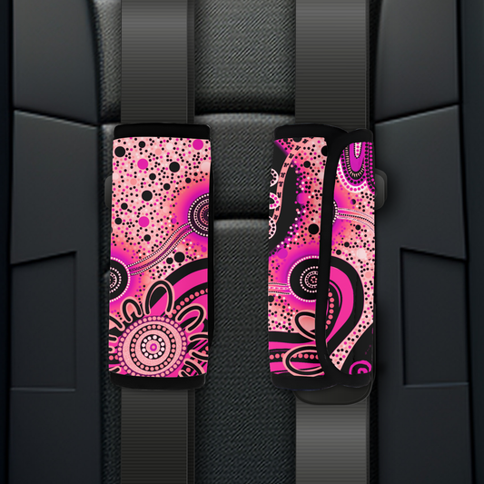 Dreaming - Pink - Aboriginal Art Seatbelt Covers - 1 cover