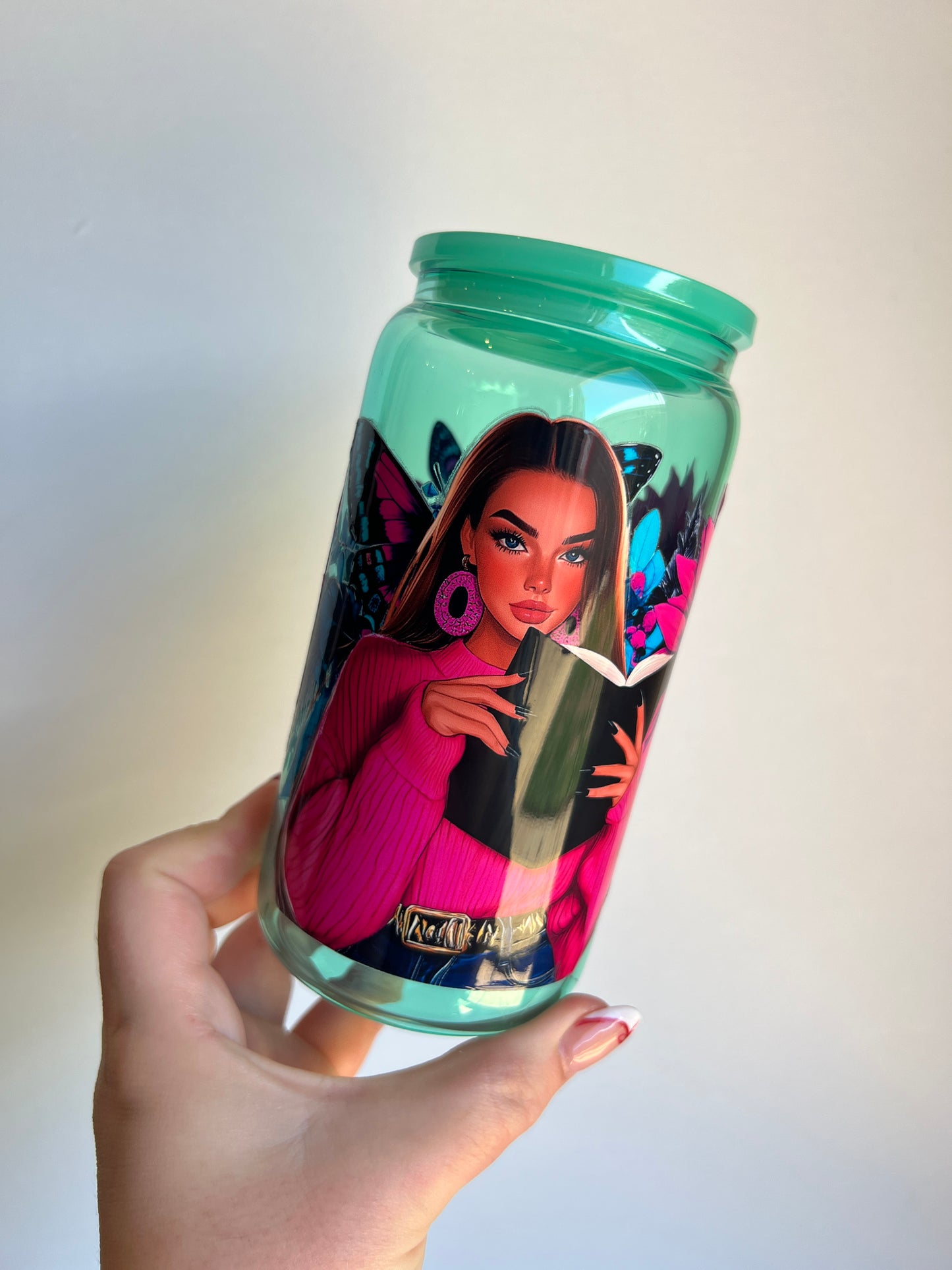 If my book is open your mouth should be shut - 16oz Glass Libbey Cup