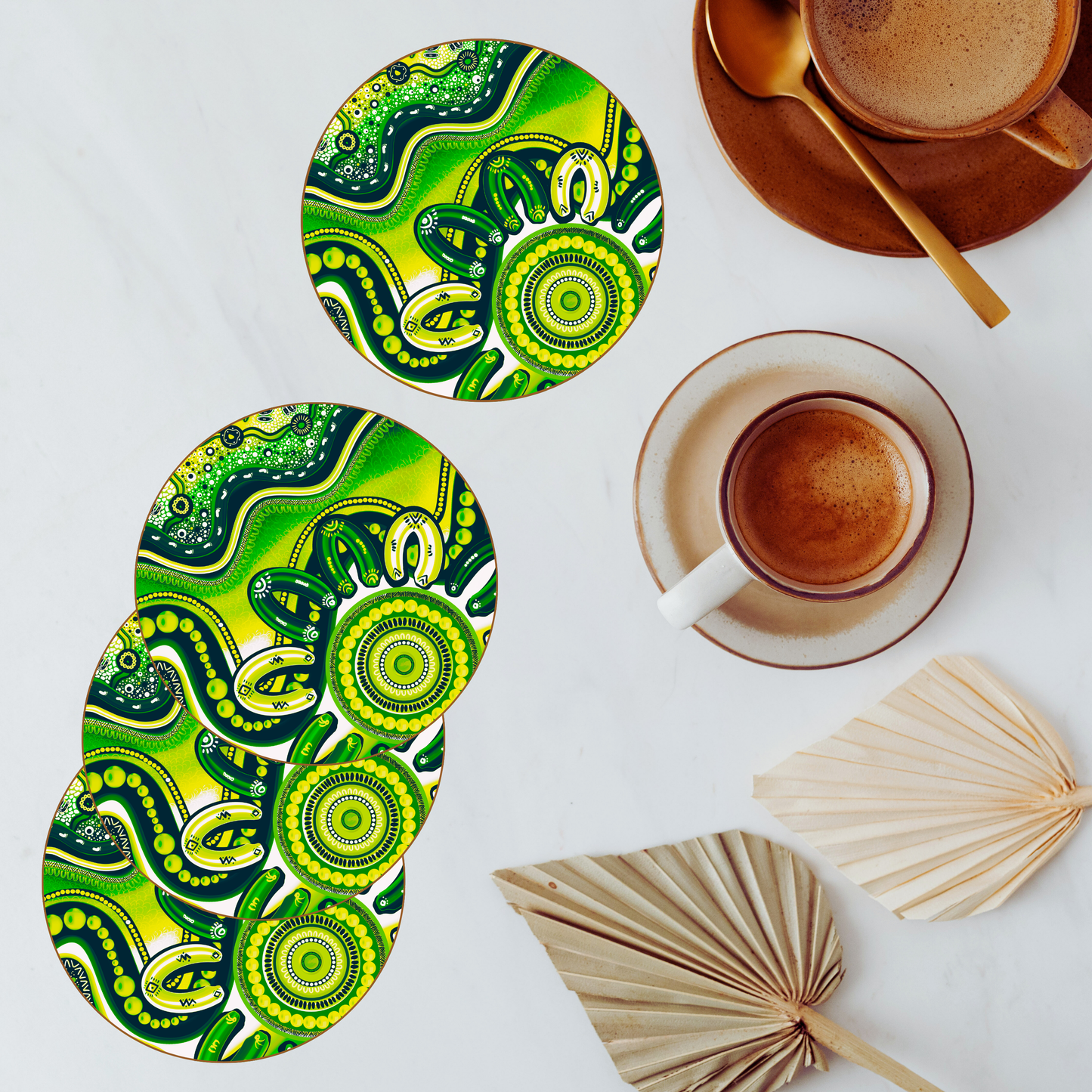 Belonging - Green - Aboriginal Art Coasters