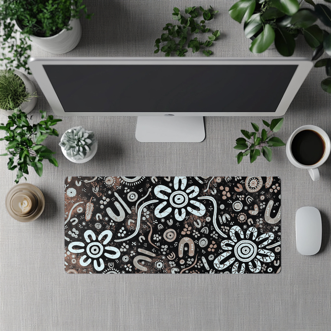 Stronger Than Before - Midnight - Aboriginal Art Desk Mat