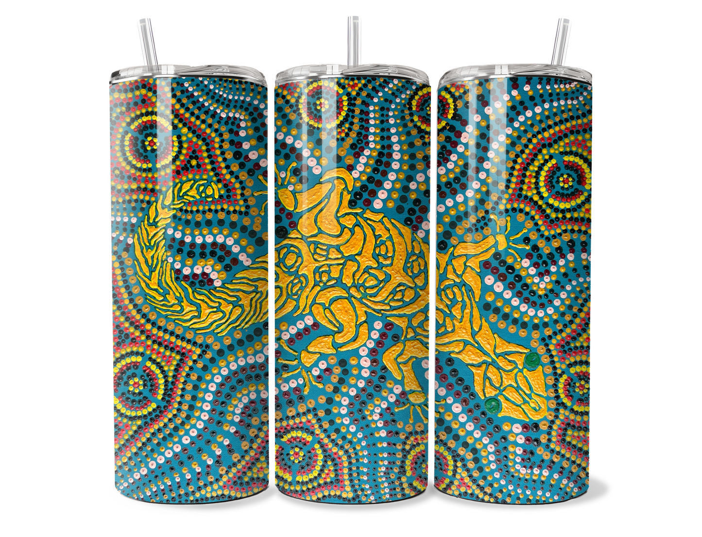 Ghecko Dreaming by Jum Ashwin - Aboriginal Art - 20oz Tumbler