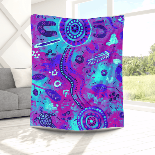 Country - Winter - Aboriginal Art Throw Blanket
