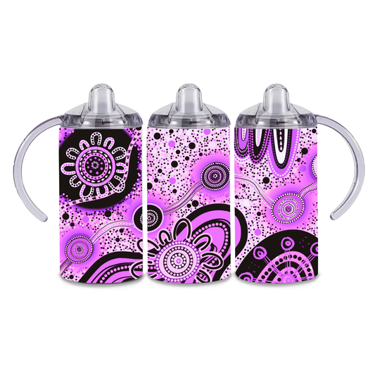 Dreaming - Light Pink - 12oz Aboriginal Art Sippy Cup