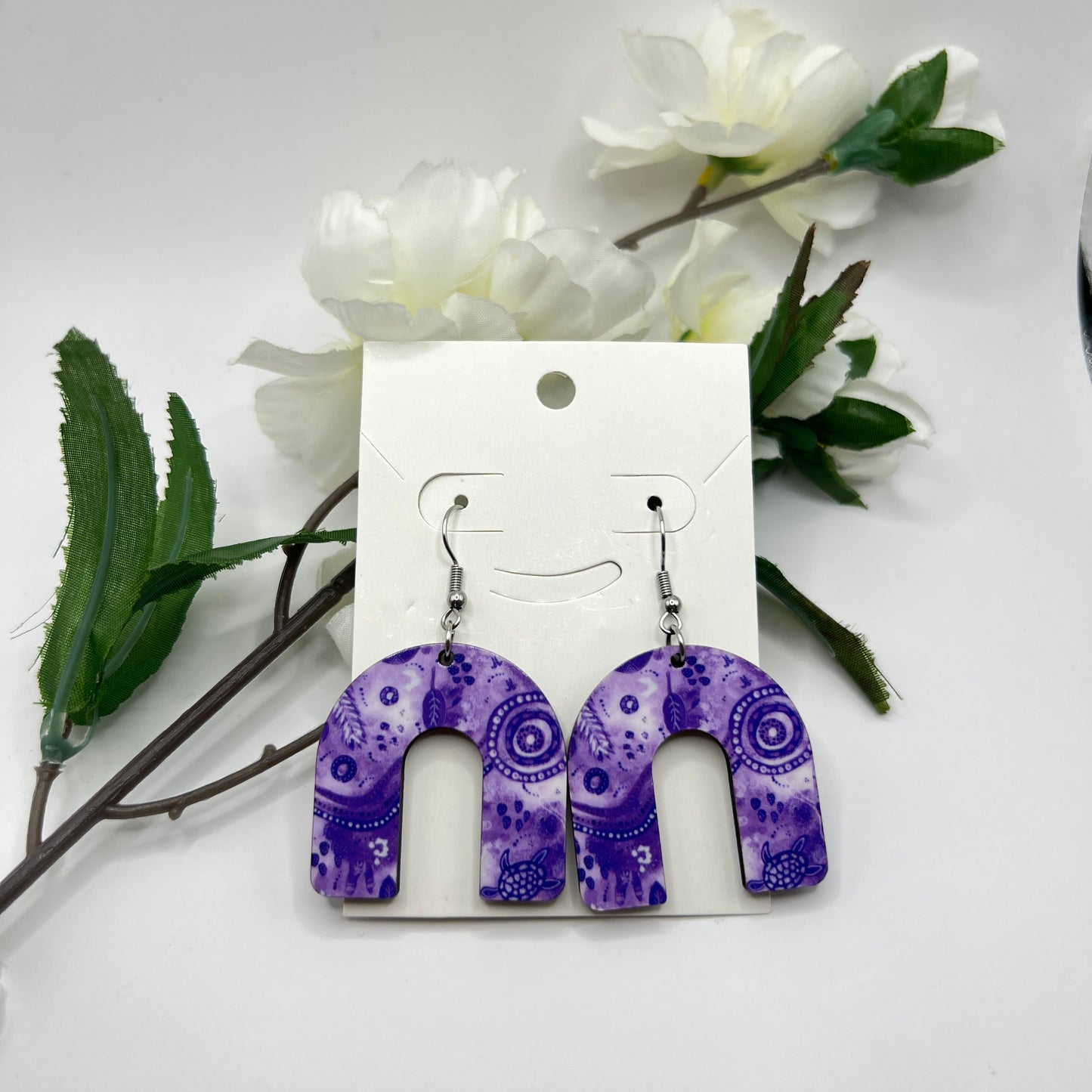 Country - Lilac - Aboriginal Art Earrings