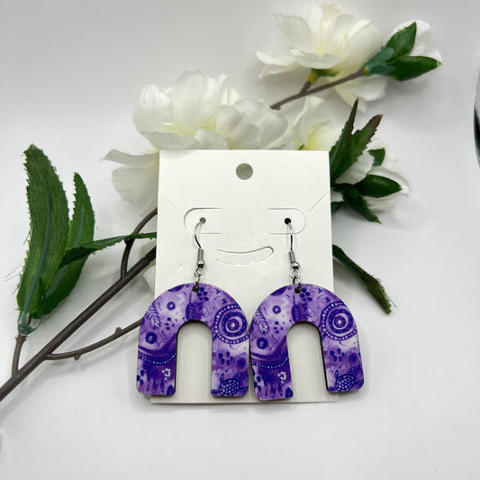 Country - Lilac - Aboriginal Art Earrings