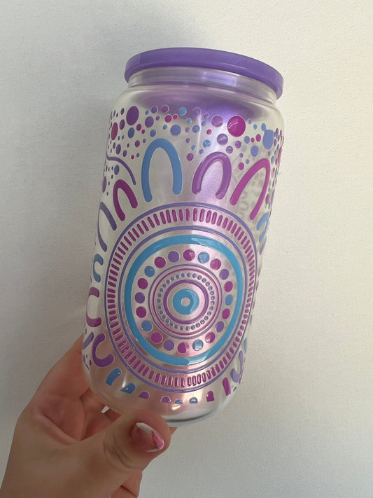 Sisterhood Pastel - Purple Iridescent GLASS - 16oz Glass Libbey Cup