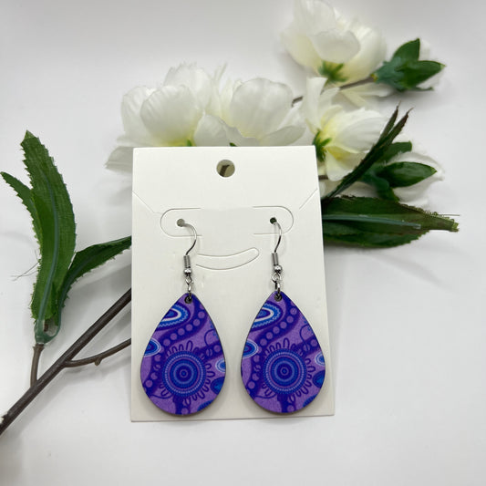 Echoes - purple - Aboriginal Art Earrings