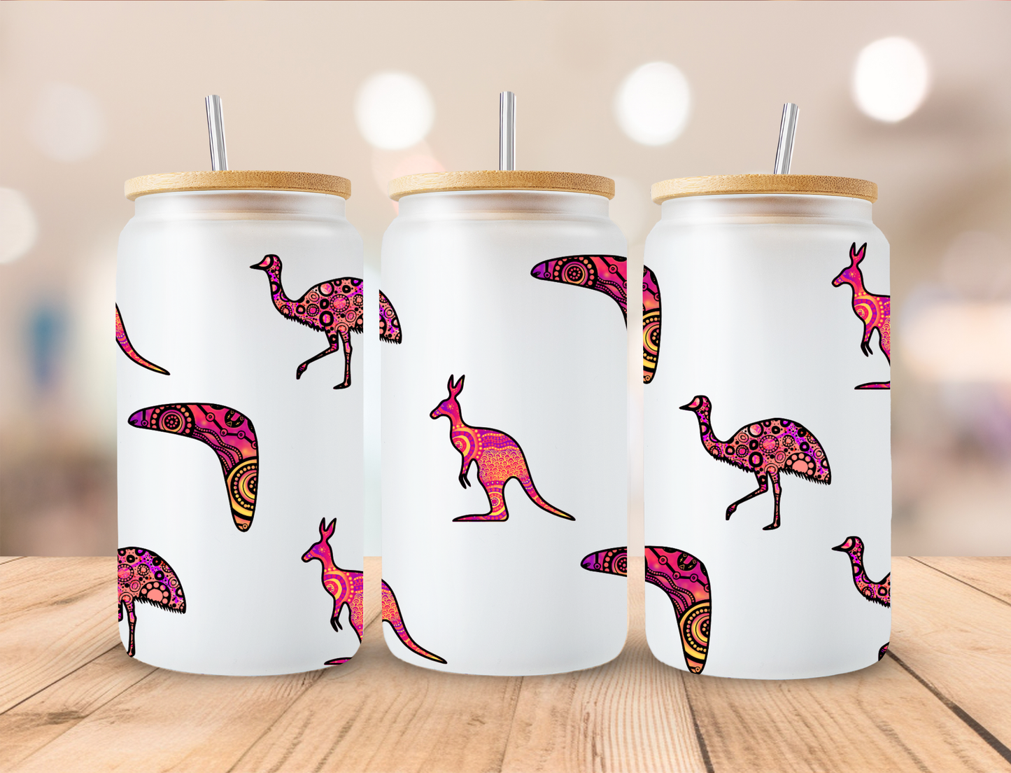 Boomerangs, Emus & Kangaroos - UV DTF WRAP