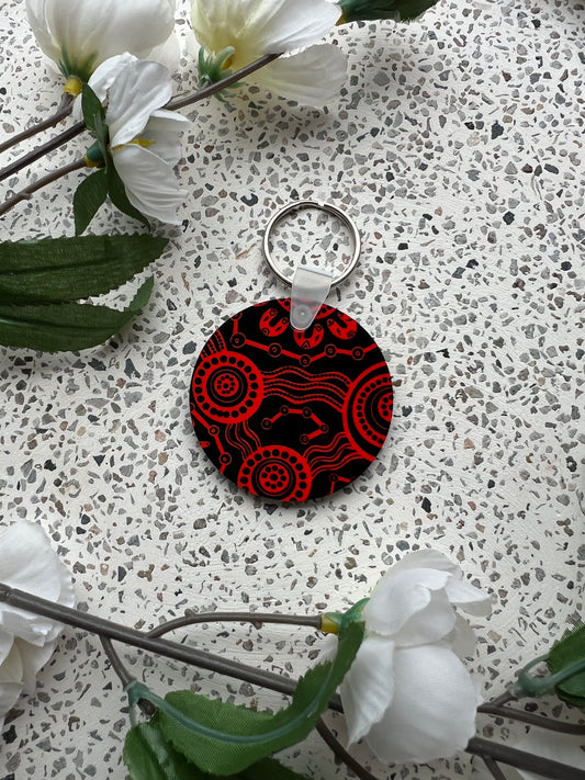 Wet Seasons - Fire - Aboriginal Art Keychain