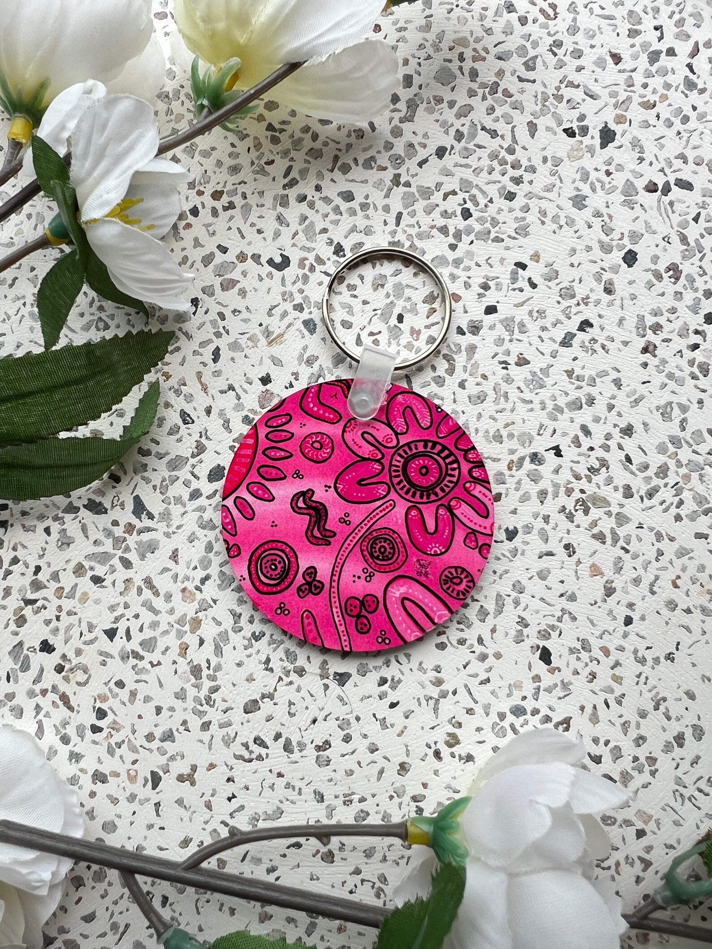 Harmony - Pink - Aboriginal Art Keychain