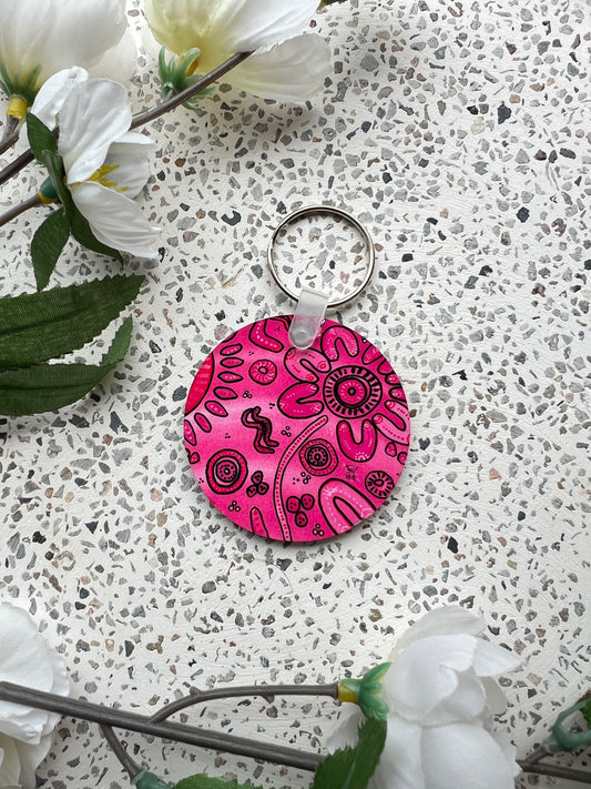 Harmony - Pink - Aboriginal Art Keychain