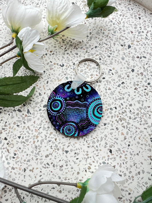 Wet Seasons - Dusk - Aboriginal Art Keychain