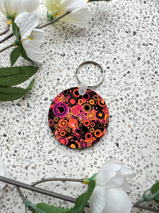 Mob - Orange/Black - Aboriginal Art Keychain