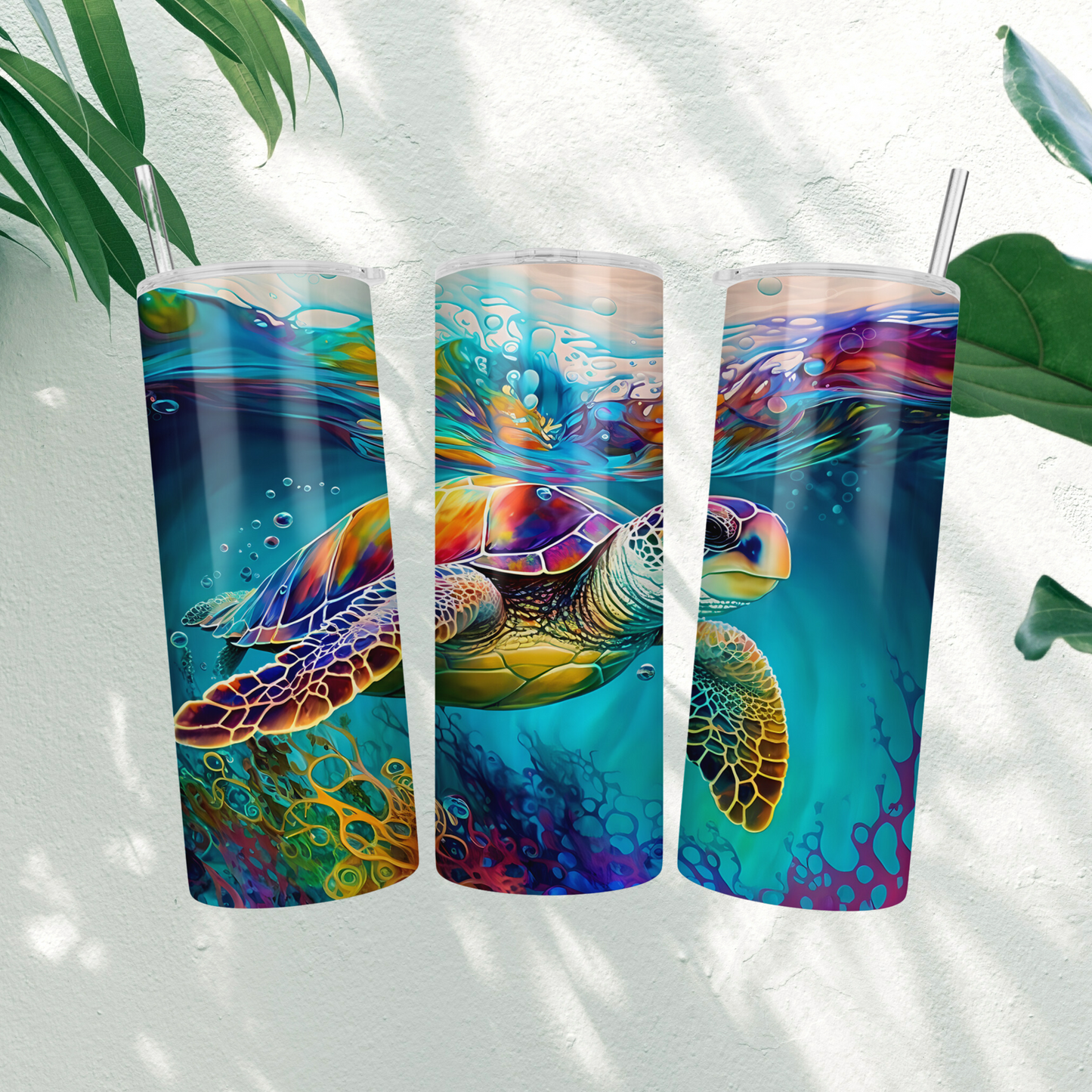 Alcohol Ink Turtle 20oz Tumbler