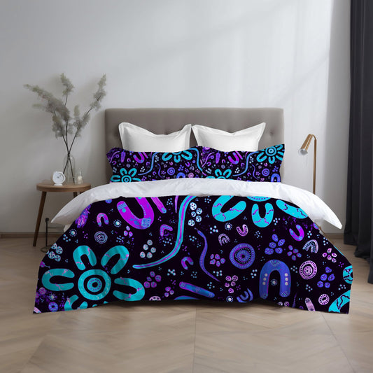 Stronger Than Before - Dusk - Aboriginal Art Quilt Cover