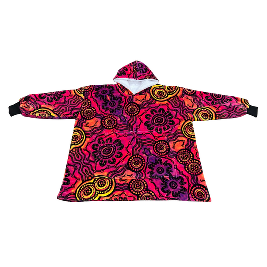 Be Bold - Wet Seasons - Sunset - Aboriginal Art Hooded Blanket