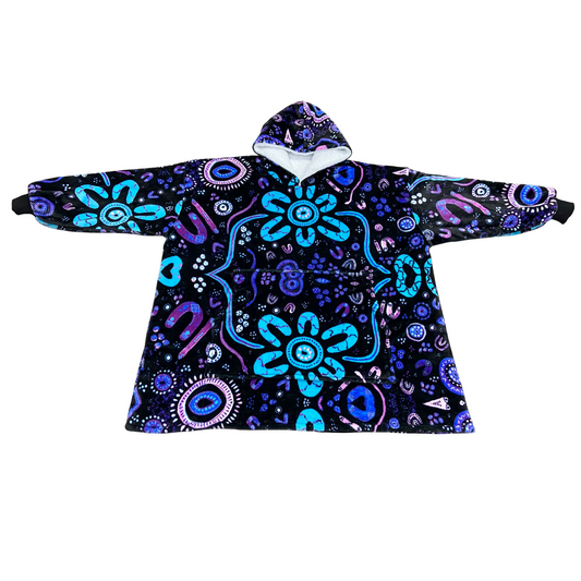 Stronger Than Before - Dusk - Aboriginal Art Hooded Blanket
