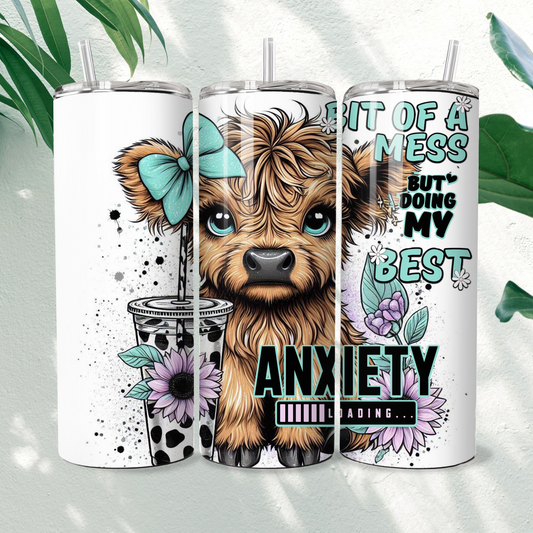 Anxiety Highland Cow - 20oz Tumbler