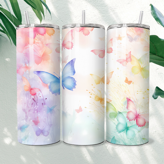 Pastel Butterflies - 20oz Tumbler