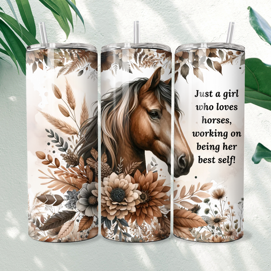 Floral Horse - Best Self - 20oz Tumbler