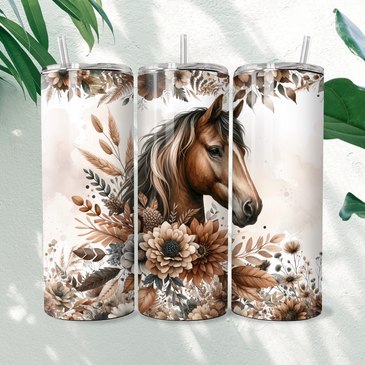 Floral Horse - 20oz Tumbler